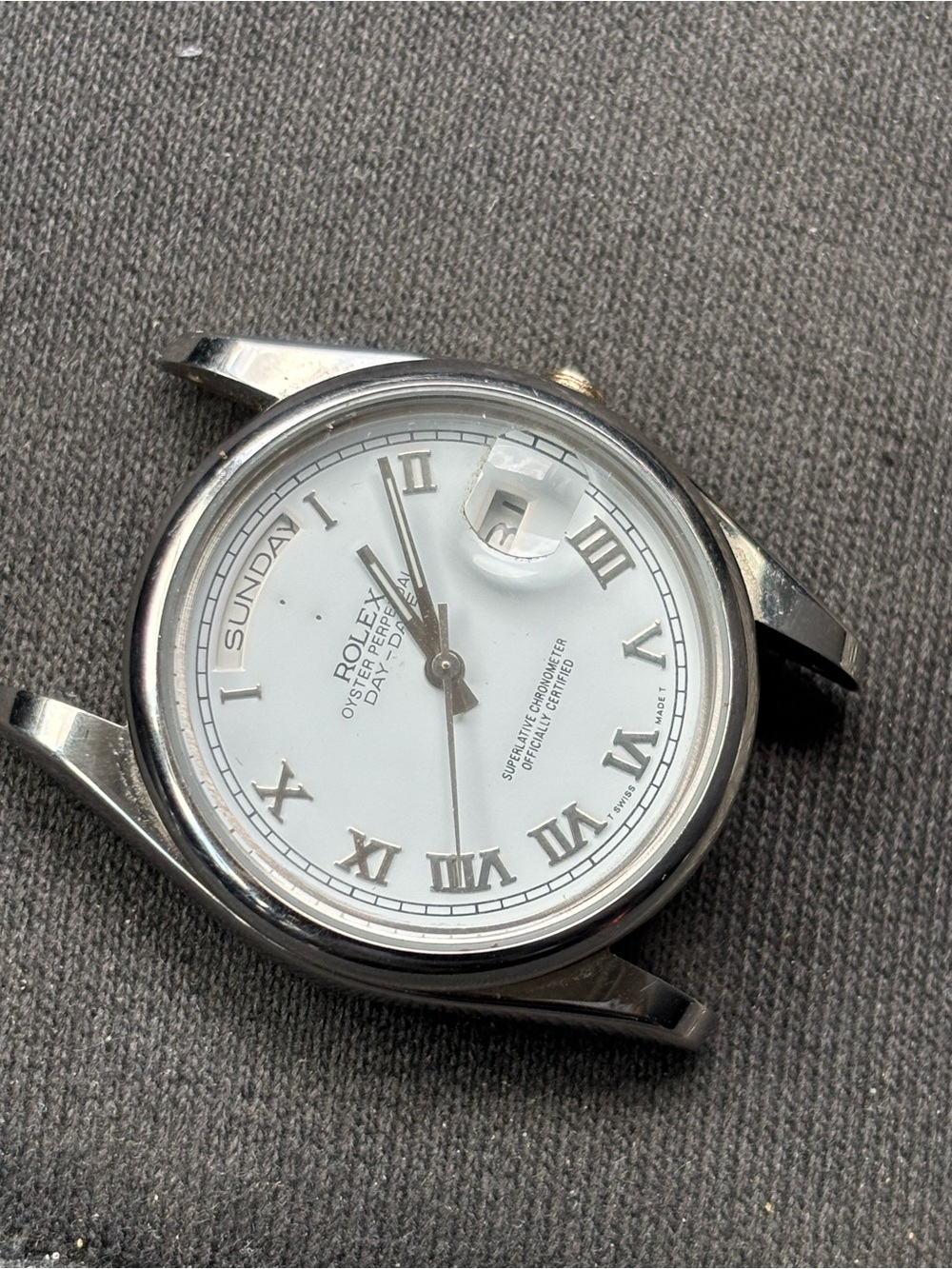 Rolex White Dial Oyster Perpetual Day-Date Watch Head